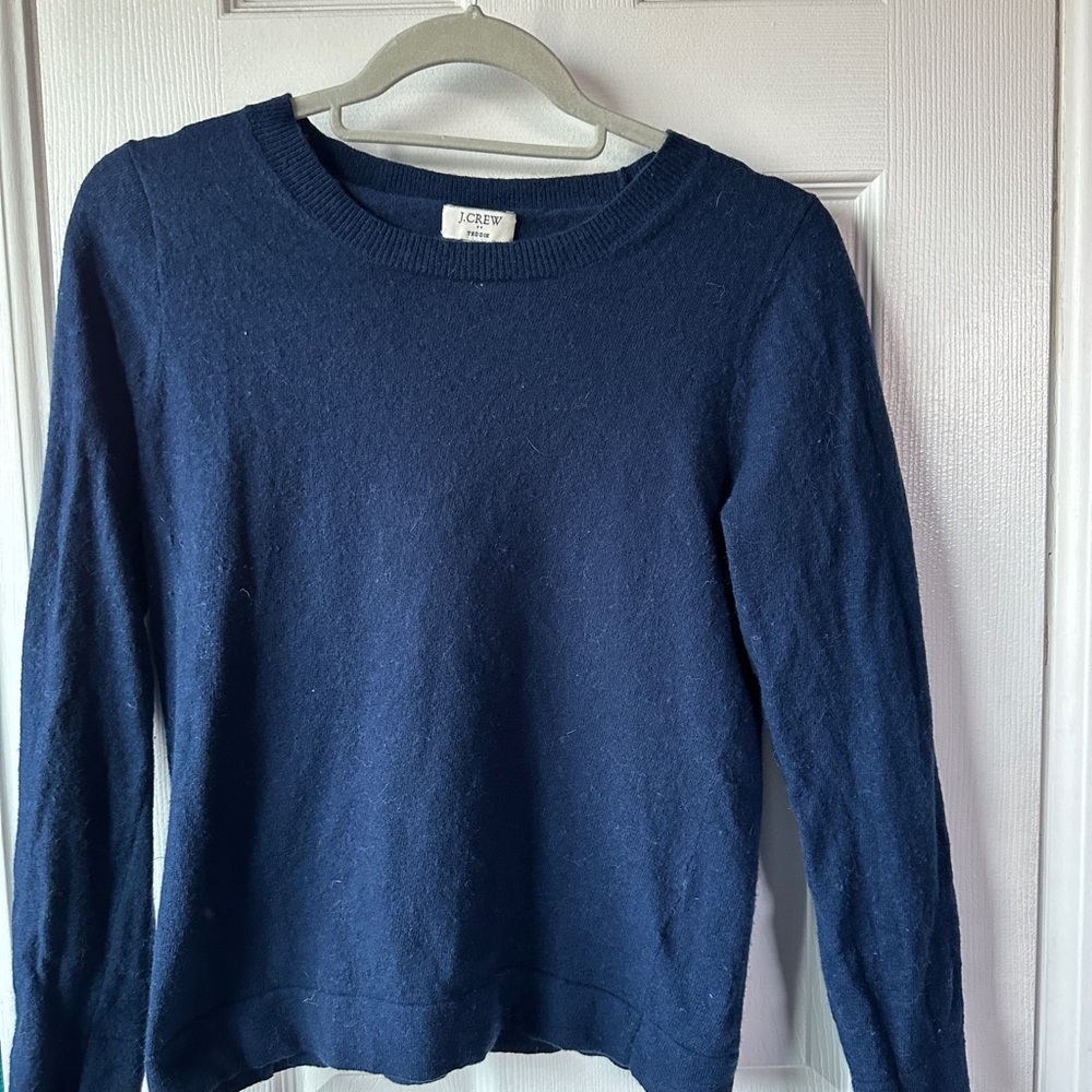 J. Crew Women's Deep Blue Crew Neck Sweater